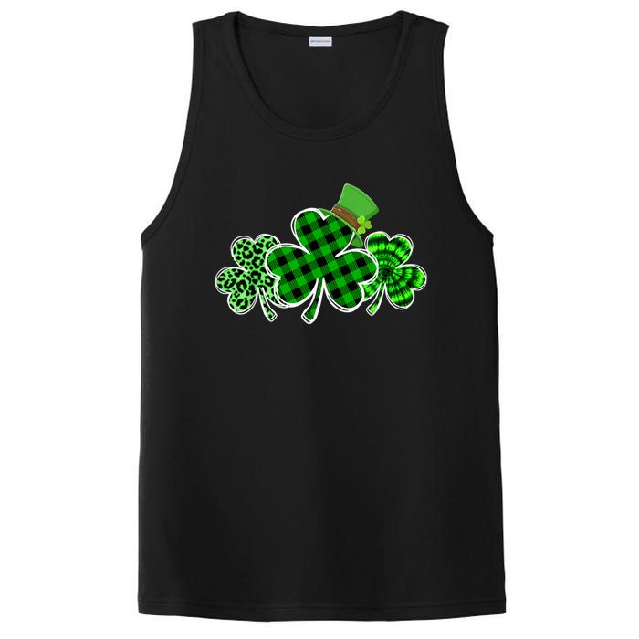 Three Leopard And Plaid Shamrocks St Patricks Day Women PosiCharge Competitor Tank