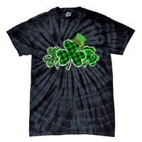 Three Leopard And Plaid Shamrocks St Patricks Day Women Tie-Dye T-Shirt