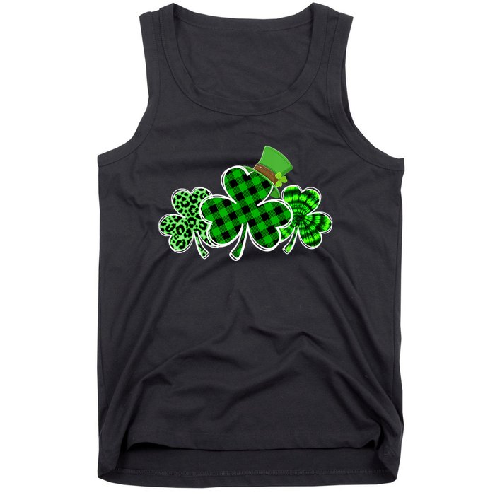 Three Leopard And Plaid Shamrocks St Patricks Day Women Tank Top