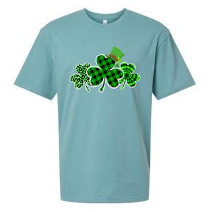 Three Leopard And Plaid Shamrocks St Patricks Day Women Sueded Cloud Jersey T-Shirt