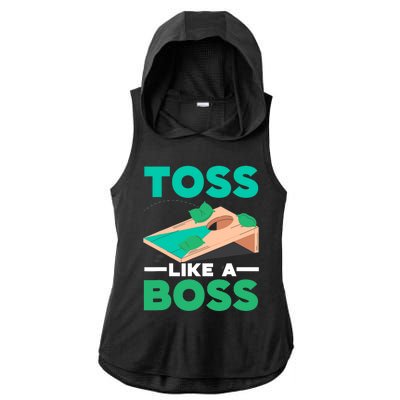 Toss Like A Boss Cornhole Player Bean Bag Sack Toss Ladies PosiCharge Tri-Blend Wicking Draft Hoodie Tank