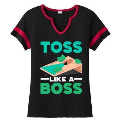 Toss Like A Boss Cornhole Player Bean Bag Sack Toss Ladies Halftime Notch Neck Tee