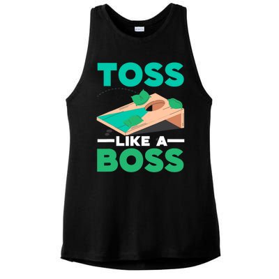 Toss Like A Boss Cornhole Player Bean Bag Sack Toss Ladies PosiCharge Tri-Blend Wicking Tank