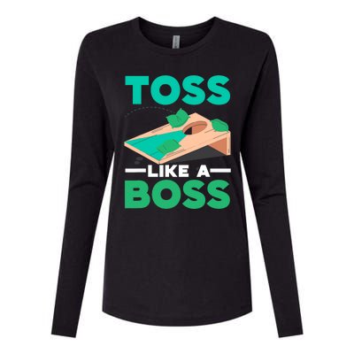 Toss Like A Boss Cornhole Player Bean Bag Sack Toss Womens Cotton Relaxed Long Sleeve T-Shirt