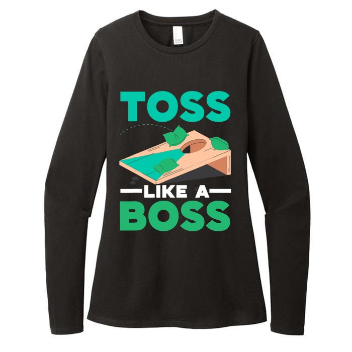 Toss Like A Boss Cornhole Player Bean Bag Sack Toss Womens CVC Long Sleeve Shirt