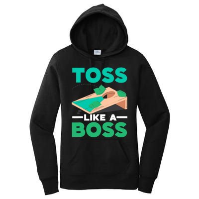 Toss Like A Boss Cornhole Player Bean Bag Sack Toss Women's Pullover Hoodie