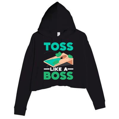 Toss Like A Boss Cornhole Player Bean Bag Sack Toss Crop Fleece Hoodie