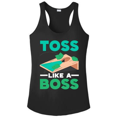 Toss Like A Boss Cornhole Player Bean Bag Sack Toss Ladies PosiCharge Competitor Racerback Tank