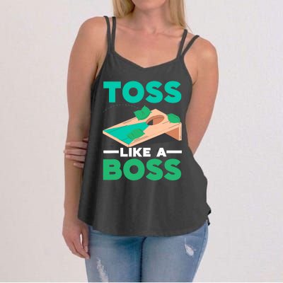 Toss Like A Boss Cornhole Player Bean Bag Sack Toss Women's Strappy Tank