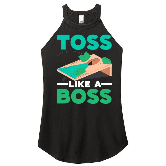 Toss Like A Boss Cornhole Player Bean Bag Sack Toss Women's Perfect Tri Rocker Tank