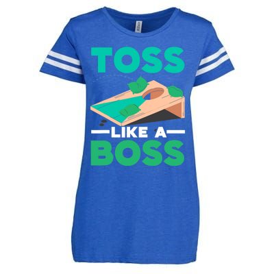 Toss Like A Boss Cornhole Player Bean Bag Sack Toss Enza Ladies Jersey Football T-Shirt