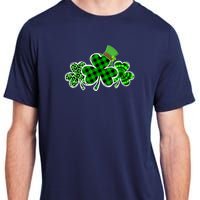 Three Leopard And Plaid Shamrocks St Patricks Day Wo Girl Adult ChromaSoft Performance T-Shirt