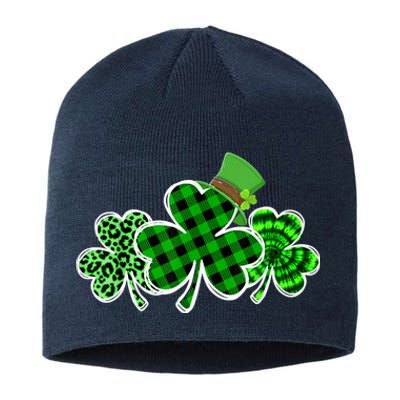 Three Leopard And Plaid Shamrocks St Patricks Day Wo Girl Sustainable Beanie