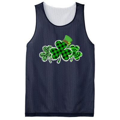 Three Leopard And Plaid Shamrocks St Patricks Day Wo Girl Mesh Reversible Basketball Jersey Tank