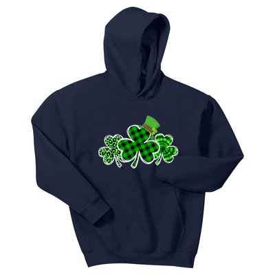 Three Leopard And Plaid Shamrocks St Patricks Day Wo Girl Kids Hoodie