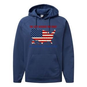 The Left Accuses The Right Of Everything They Have Done Meaningful Gift Performance Fleece Hoodie