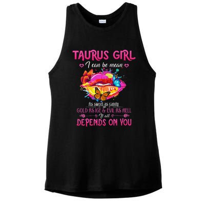 Taurus Lips April May Queen Birthday Zodiac Astrology Ladies PosiCharge Tri-Blend Wicking Tank