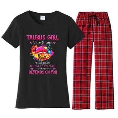 Taurus Lips April May Queen Birthday Zodiac Astrology Women's Flannel Pajama Set