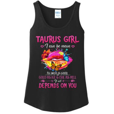 Taurus Lips April May Queen Birthday Zodiac Astrology Ladies Essential Tank