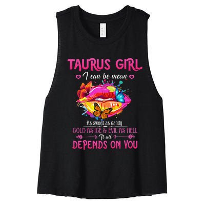 Taurus Lips April May Queen Birthday Zodiac Astrology Women's Racerback Cropped Tank