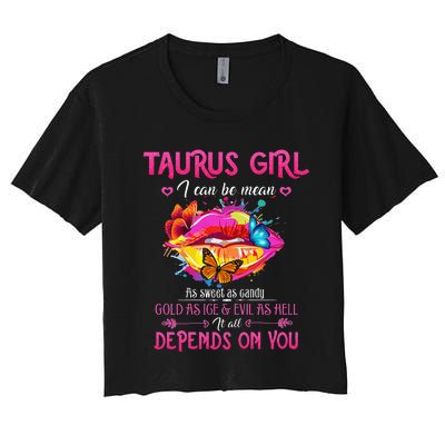 Taurus Lips April May Queen Birthday Zodiac Astrology Women's Crop Top Tee