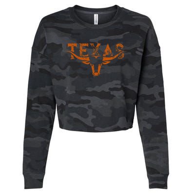 Texas Longhorn Austin Pride Texas Longhorn Bull Horn Cropped Pullover Crew