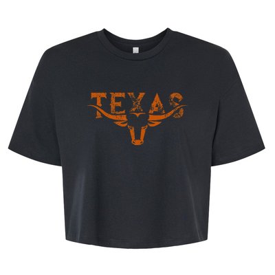 Texas Longhorn Austin Pride Texas Longhorn Bull Horn Bella+Canvas Jersey Crop Tee