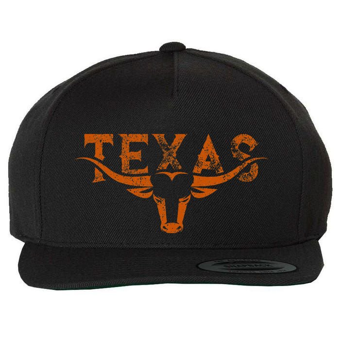 Texas Longhorn Austin Pride Texas Longhorn Bull Horn Wool Snapback Cap