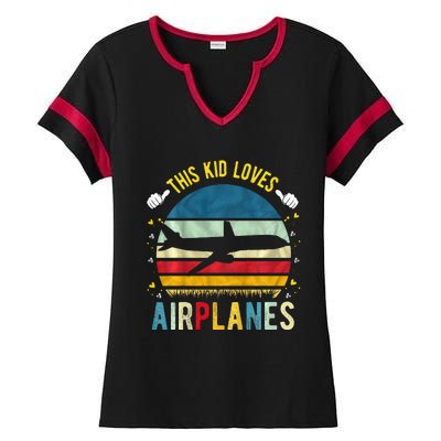 This Loves Airplanes Ladies Halftime Notch Neck Tee