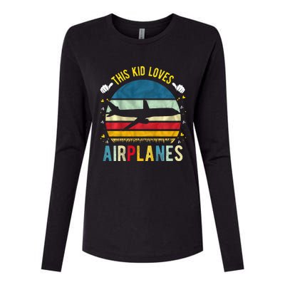 This Loves Airplanes Womens Cotton Relaxed Long Sleeve T-Shirt