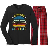 This Loves Airplanes Women's Long Sleeve Flannel Pajama Set 