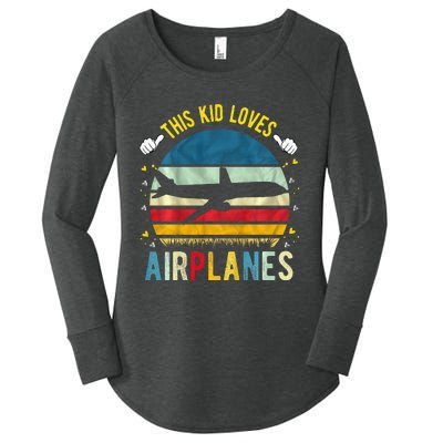 This Loves Airplanes Women's Perfect Tri Tunic Long Sleeve Shirt