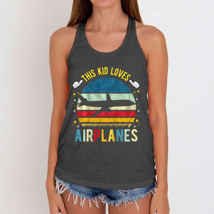 This Loves Airplanes Women's Knotted Racerback Tank