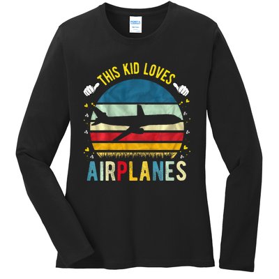 This Loves Airplanes Ladies Long Sleeve Shirt