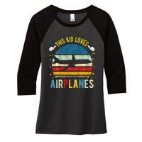 This Loves Airplanes Women's Tri-Blend 3/4-Sleeve Raglan Shirt