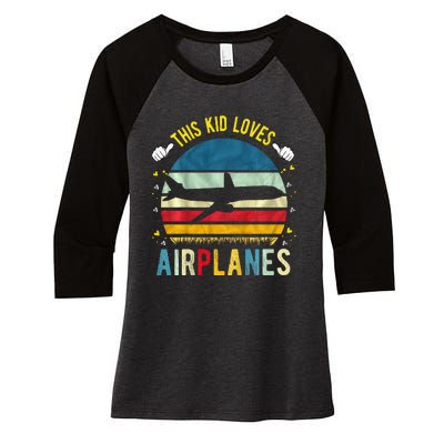 This Loves Airplanes Women's Tri-Blend 3/4-Sleeve Raglan Shirt