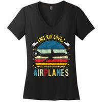 This Loves Airplanes Women's V-Neck T-Shirt