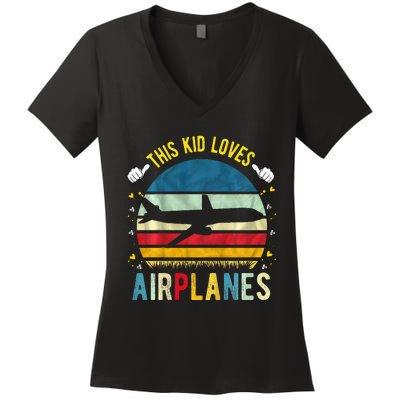 This Loves Airplanes Women's V-Neck T-Shirt