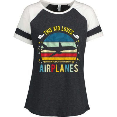 This Loves Airplanes Enza Ladies Jersey Colorblock Tee