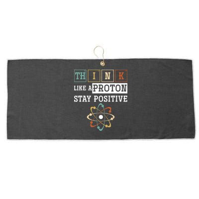 Think Like A Proton Stay Positive Periodic Table Chemistry Large Microfiber Waffle Golf Towel