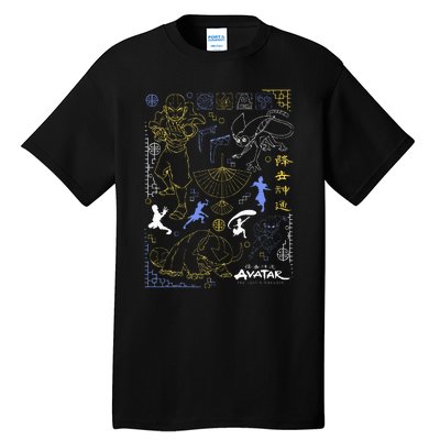 The Last Airbender Character Line Art Tall T-Shirt