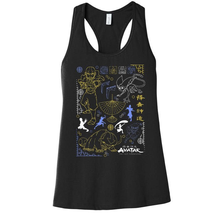 The Last Airbender Character Line Art Women's Racerback Tank