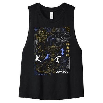 The Last Airbender Character Line Art Women's Racerback Cropped Tank