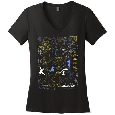 The Last Airbender Character Line Art Women's V-Neck T-Shirt