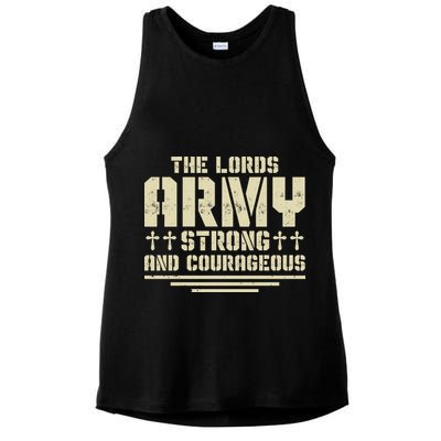 The Lords Army Strong And Courageous Jesus Christ Ladies PosiCharge Tri-Blend Wicking Tank