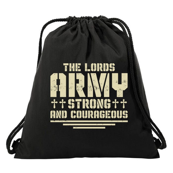 The Lords Army Strong And Courageous Jesus Christ Drawstring Bag