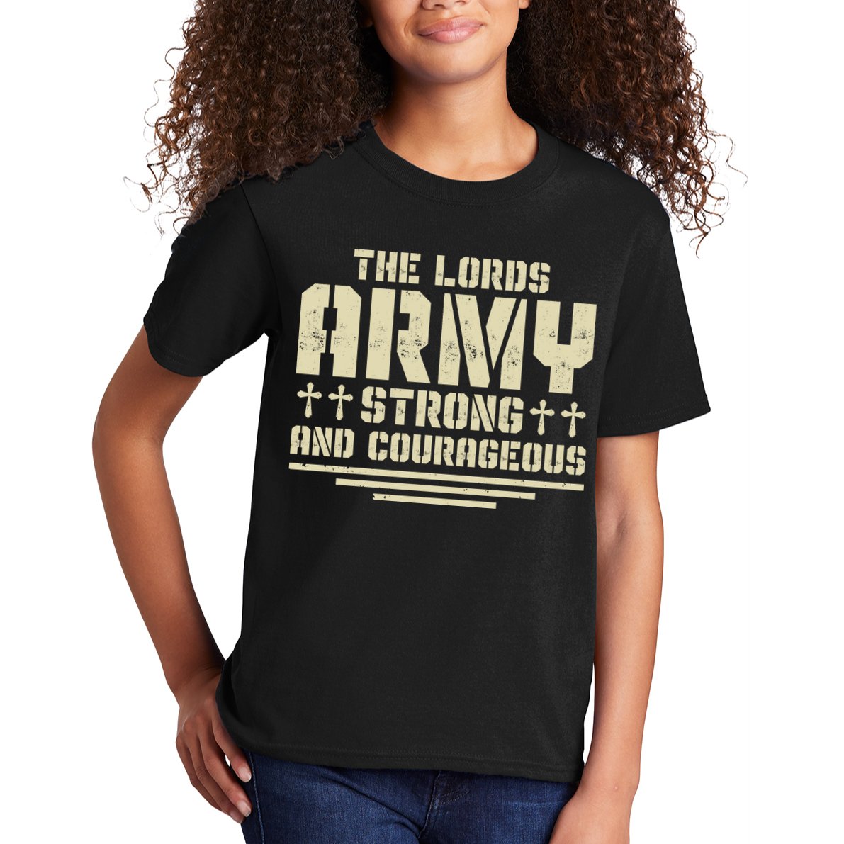 The Lords Army Strong And Courageous Jesus Christ Kids T-Shirt