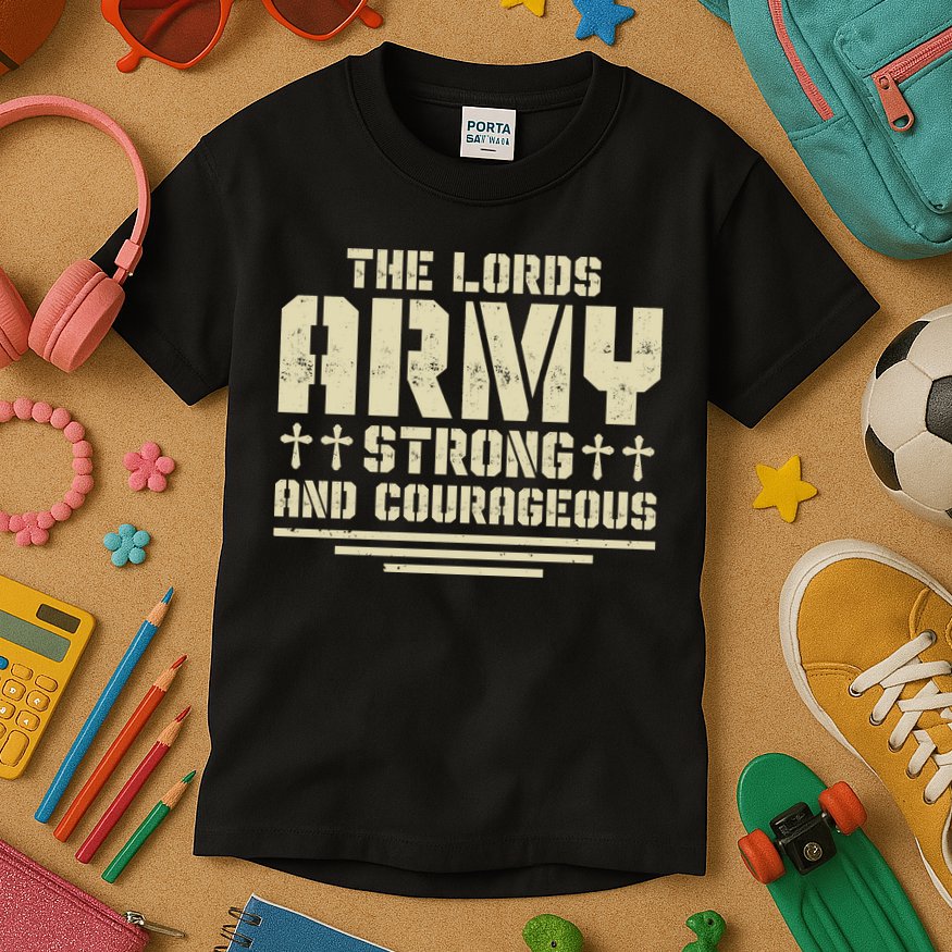 The Lords Army Strong And Courageous Jesus Christ Kids T-Shirt