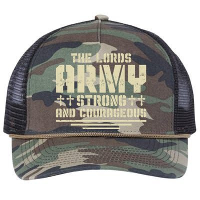 The Lords Army Strong And Courageous Jesus Christ Retro Rope Trucker Hat Cap