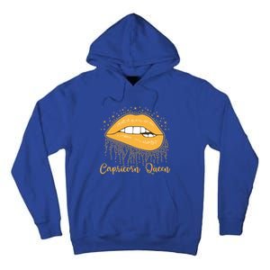 Trendy Lip Biting Capricorn Queen Lips Drip Graphic Design Gift Tall Hoodie